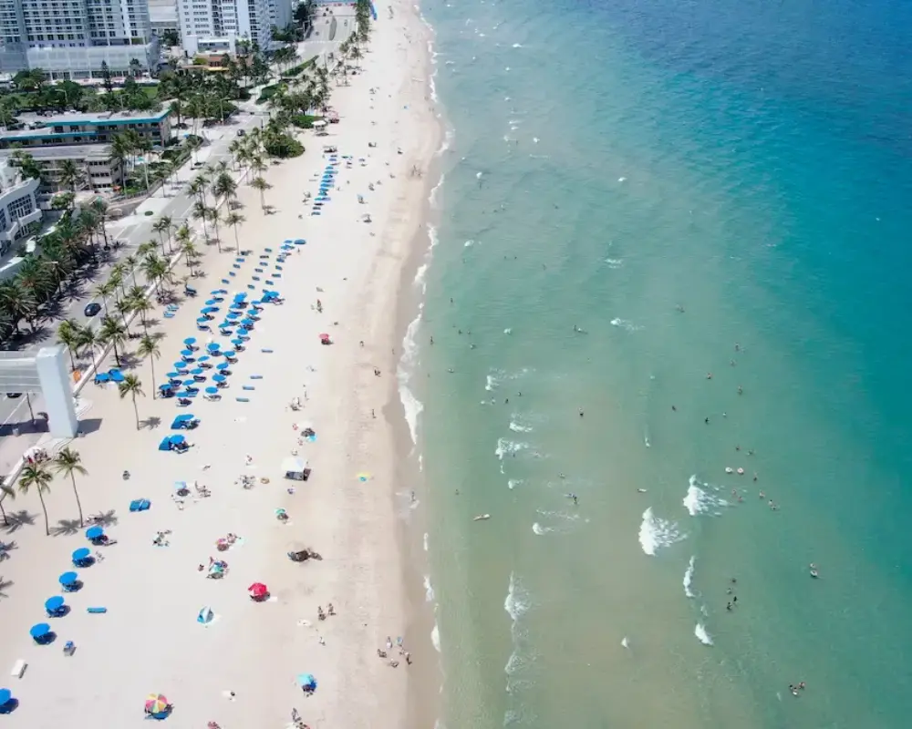 Drone Point of View of Fort Lauderdale Beach stock photo